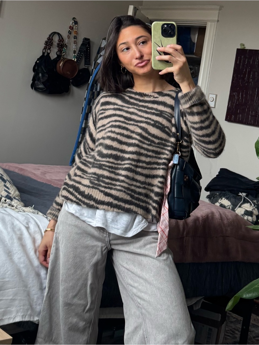 100% cashmere zebra print sweater
